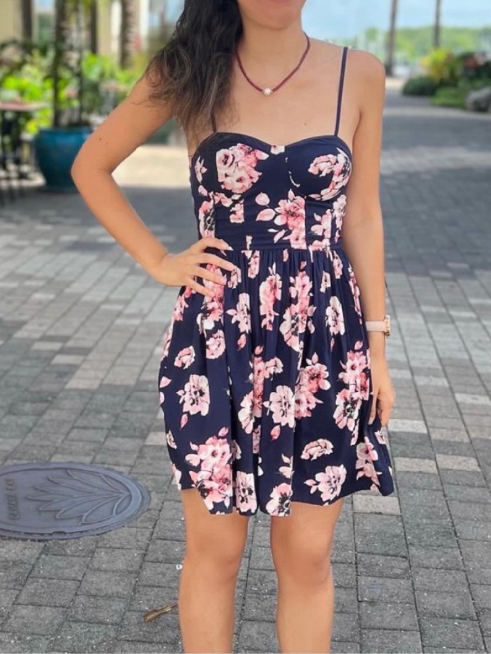 Band of Gypsies Navy Floral Bustier Sundress Size S